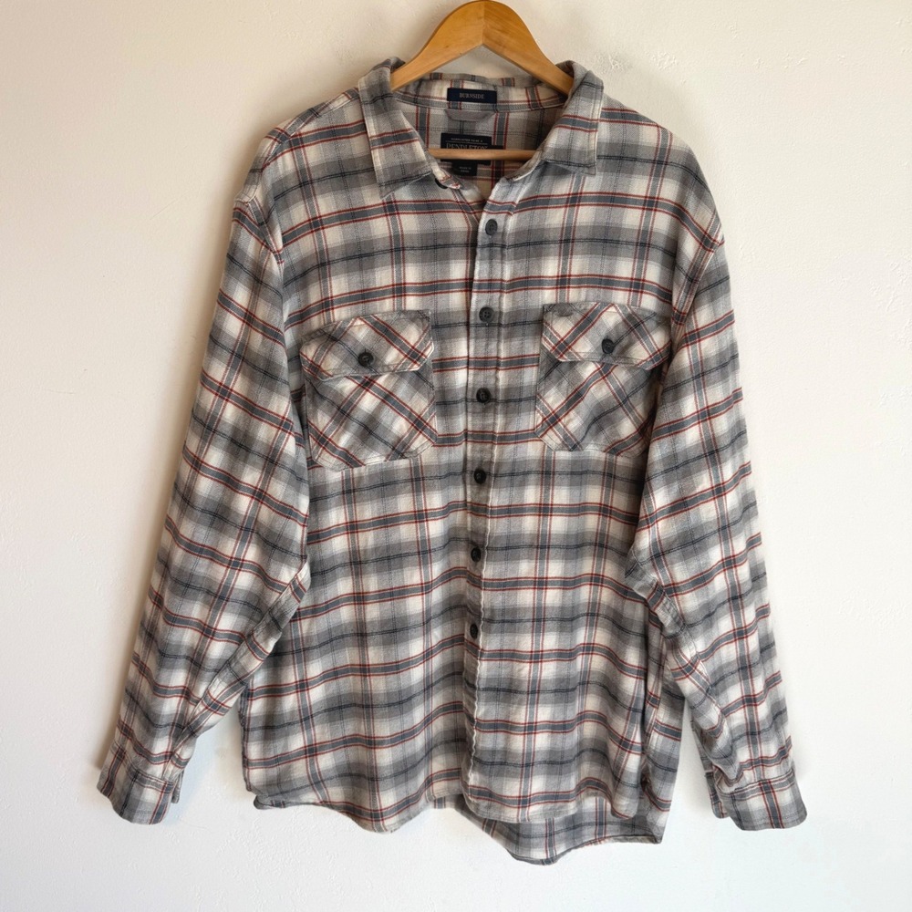Pendleton Burnside Flannel Shirt Mens XXL Gray Plaid Double Brushed Cotton Cabin